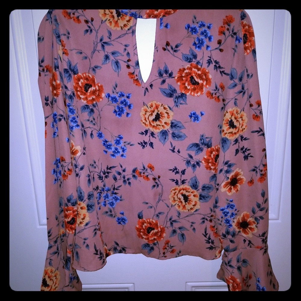 Halter long sleeve spring floral